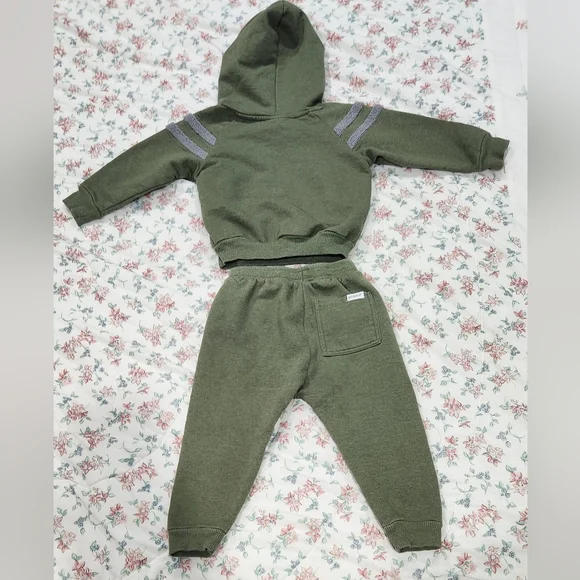 Babies' Prince Stripe Hoodie & Joggers Set in Green; 12M - Picture 4 of 4